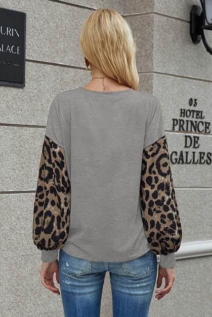 Crew Neck Puff Sleeve Solid Top
