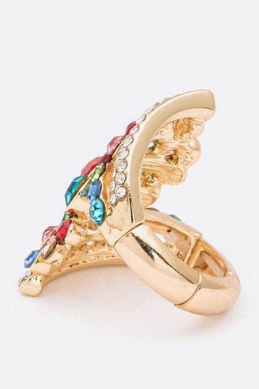 Mix Stone Crystal Statement Stretch Ring