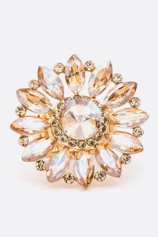 Crystal Flower Statement Stretch Ring