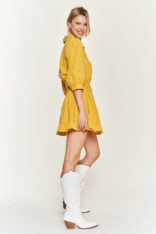 Eyelet detail 3/4 sleeve shortdress PLUS JBJ1091P