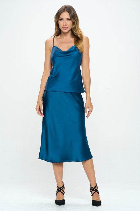 Made in USA Solid Silky Satin Tank Top
