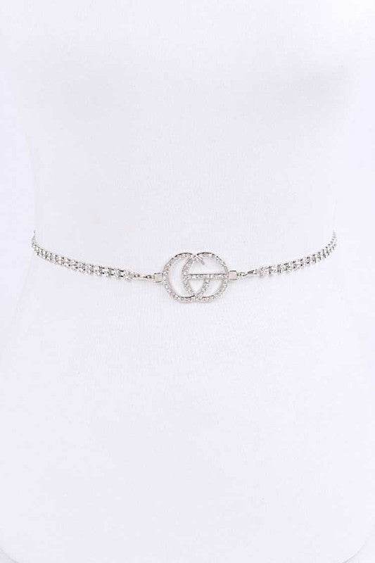 CG Logo Rhinestone Dainty Chain Belt
