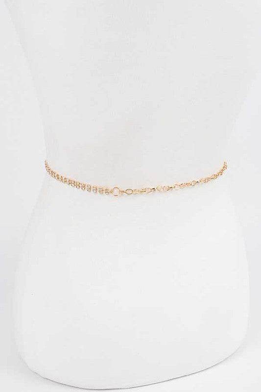 CG Logo Rhinestone Dainty Chain Belt