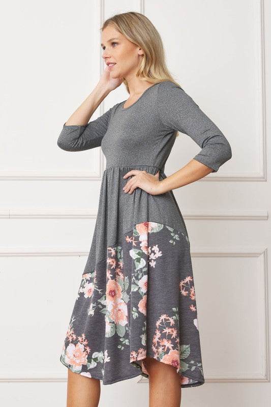 Asymmetrical Accent Midi Dress