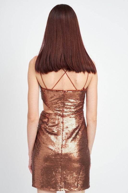 SEQUIN MINI DRESS WITH CUT OUT