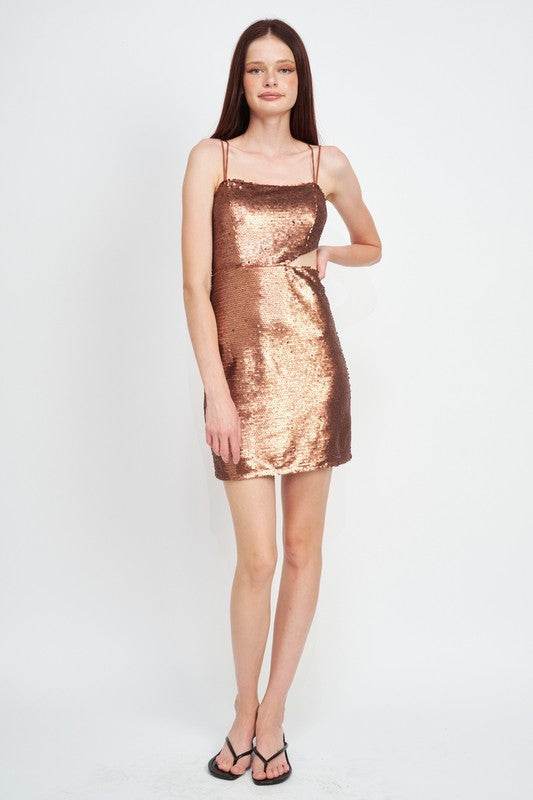 SEQUIN MINI DRESS WITH CUT OUT