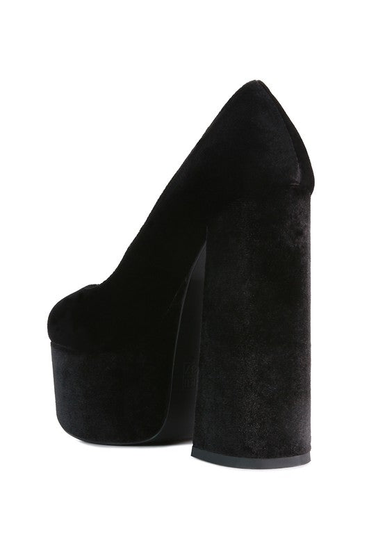 Old Novelty Platform Heel Velvet Pumps
