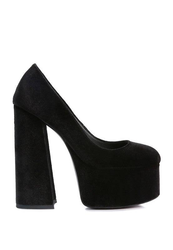 Old Novelty Platform Heel Velvet Pumps