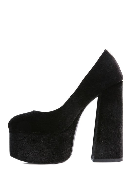 Old Novelty Platform Heel Velvet Pumps