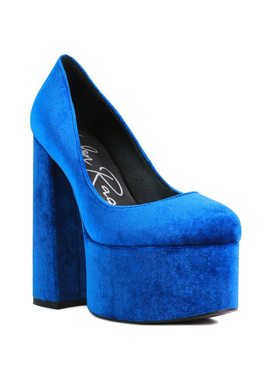 Old Novelty Platform Heel Velvet Pumps