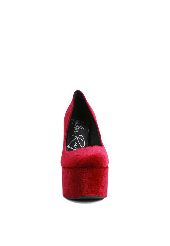 Old Novelty Platform Heel Velvet Pumps