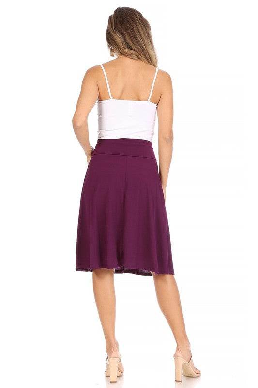Solid, A-line pull on skirt