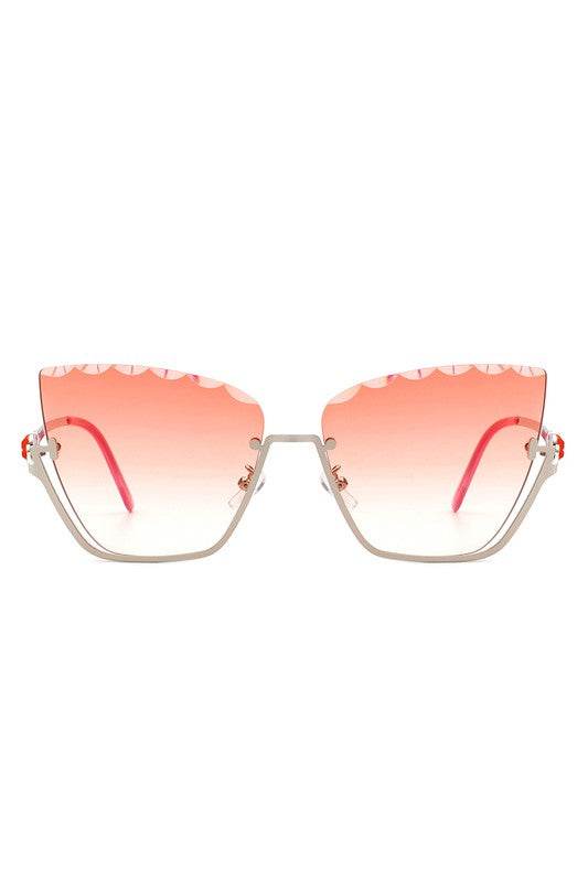 Half Frame Square Tinted Cat Eye Sunglasses