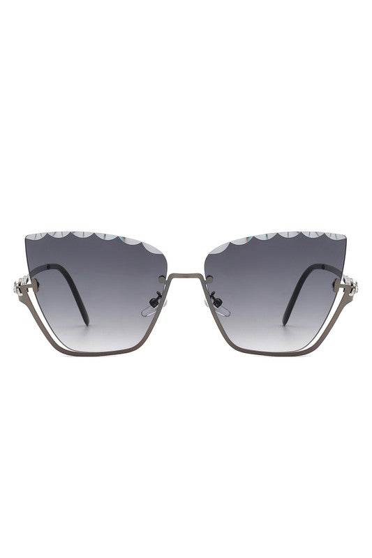 Half Frame Square Tinted Cat Eye Sunglasses