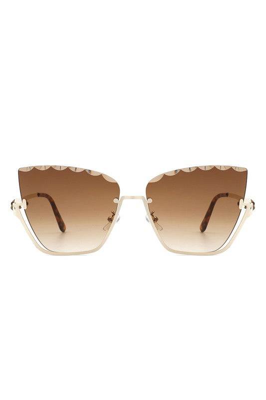 Half Frame Square Tinted Cat Eye Sunglasses