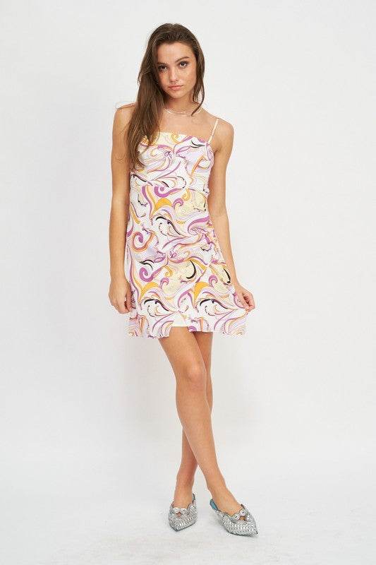 MINI PRINTED OPEN BACK DRESS
