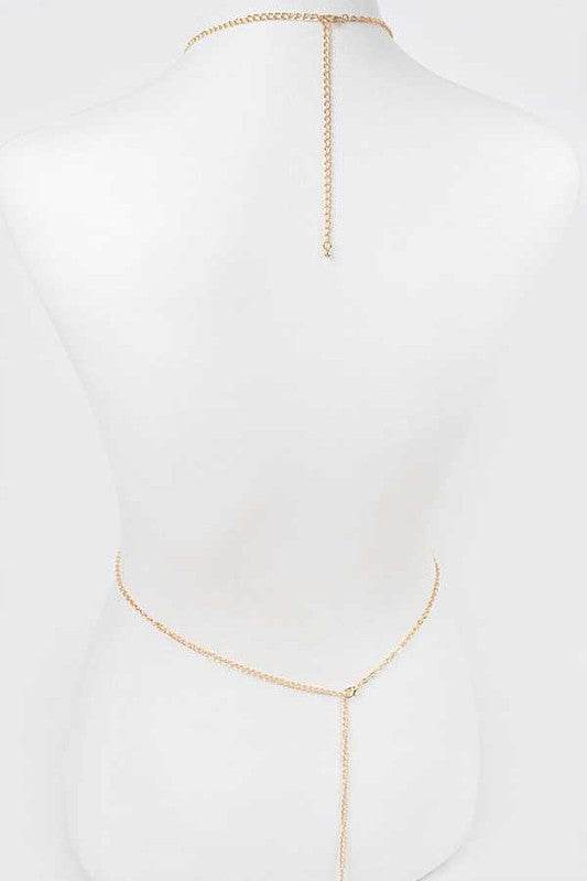 Baguette Stone Crystal Bra Chain