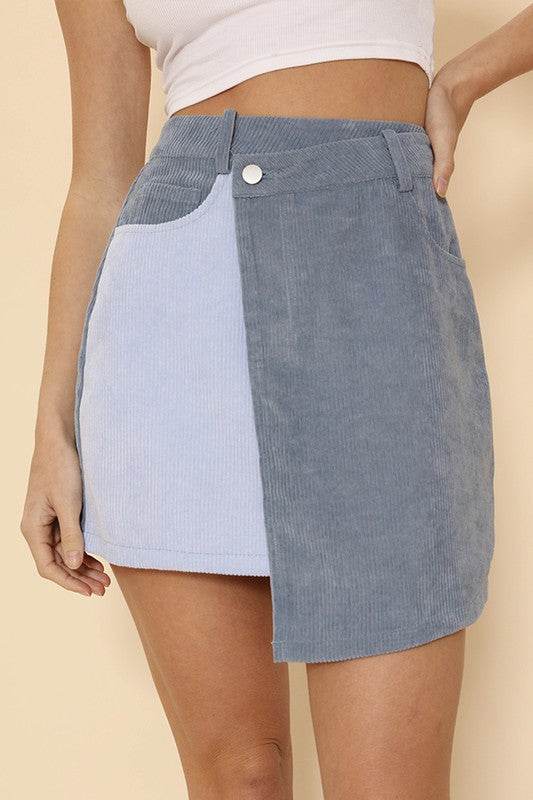 Corduroy two tone skirt