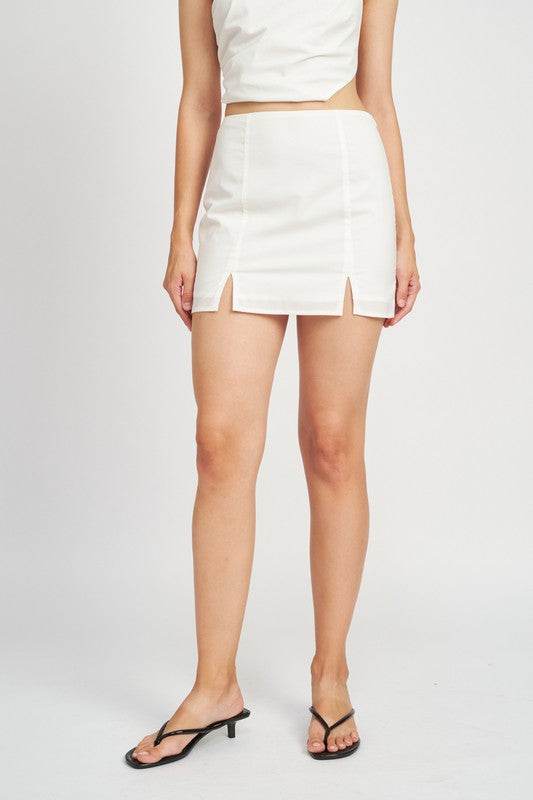 HIGH WAIST MINI SKIRT WITH SLITS