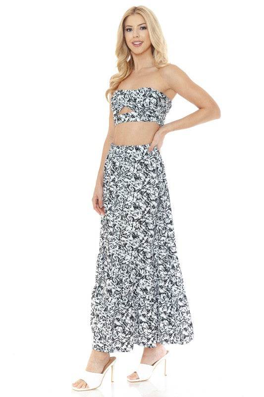 Women's Floral Skirt and TOP Set