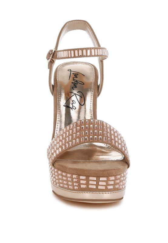 Starlet Rhinestones Embellished Ankle Strap Heels