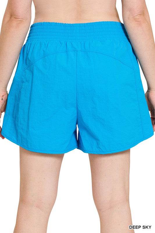 Plus Windbreaker Smocked Waistband Running Shorts