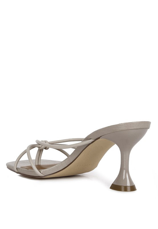 Georgia Knotted Strap Mid Heel Sandals