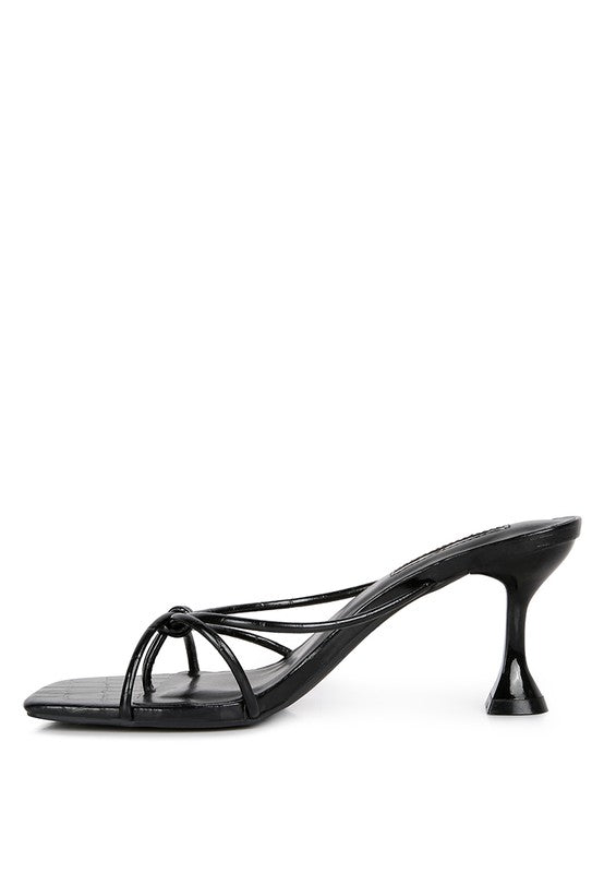 Georgia Knotted Strap Mid Heel Sandals