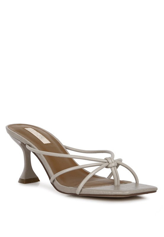 Georgia Knotted Strap Mid Heel Sandals