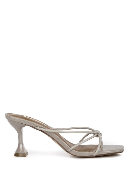 Georgia Knotted Strap Mid Heel Sandals