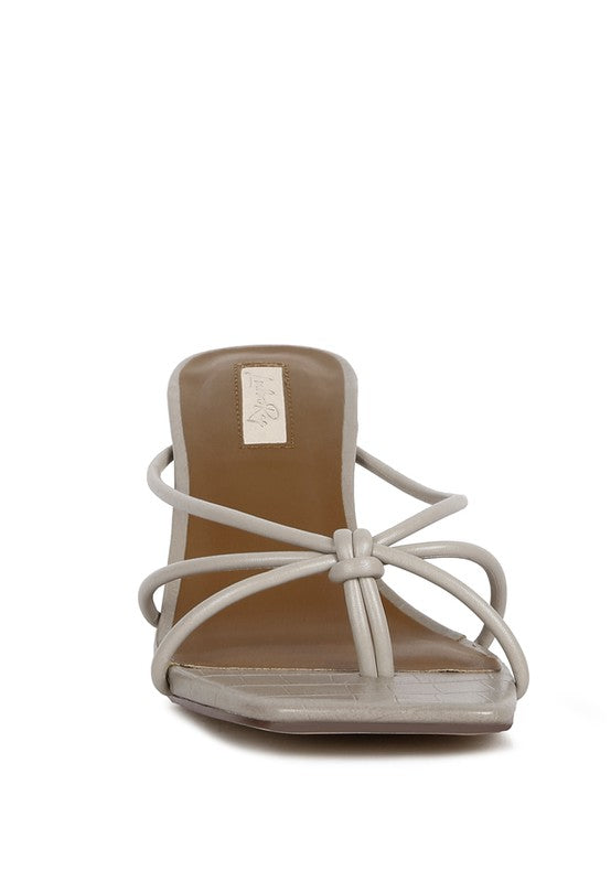 Georgia Knotted Strap Mid Heel Sandals