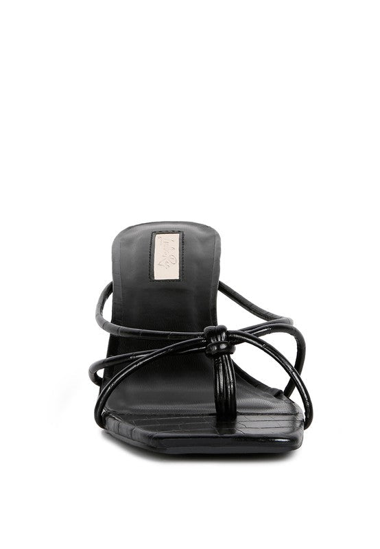 Georgia Knotted Strap Mid Heel Sandals