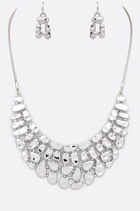 Textured Statement Collar Necklace Set