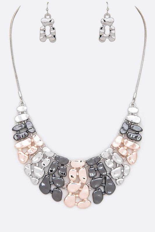 Textured Statement Collar Necklace Set