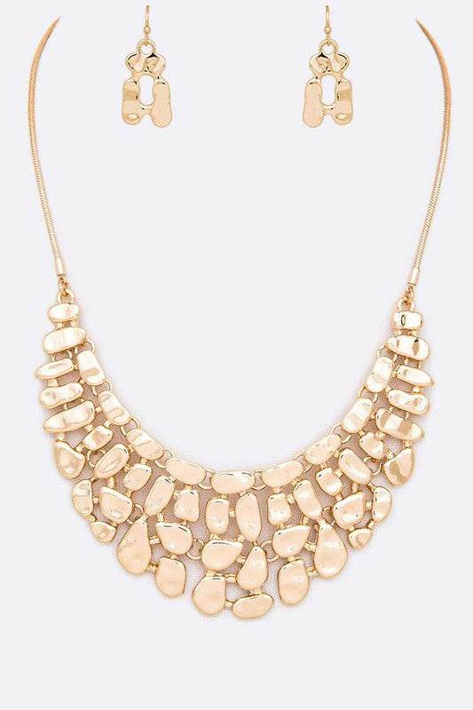 Textured Statement Collar Necklace Set