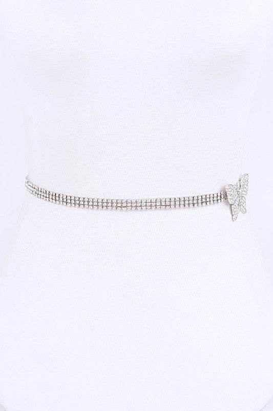 Rhinestone Butterfly Chain Belt