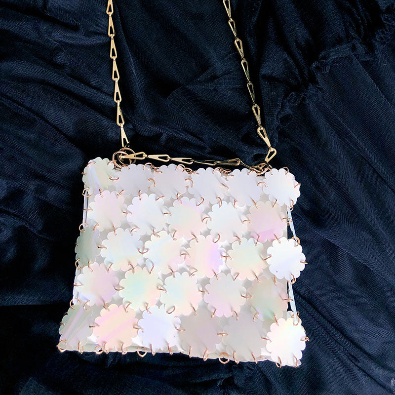 One Shoulder Crossbody Bag Casual Sequined Mobile Phone Bag Magic Color Plum Blossom Piece Chain Bag