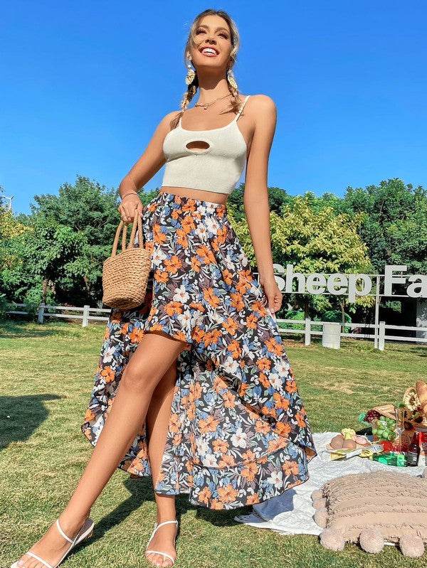 High low ruffle skirt