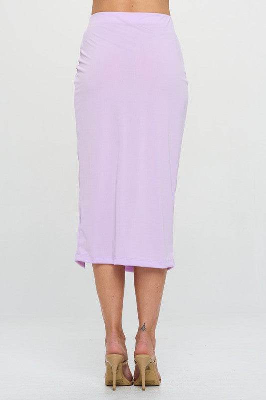 Made in USA Midi Skirt with Front Knot and Slit
