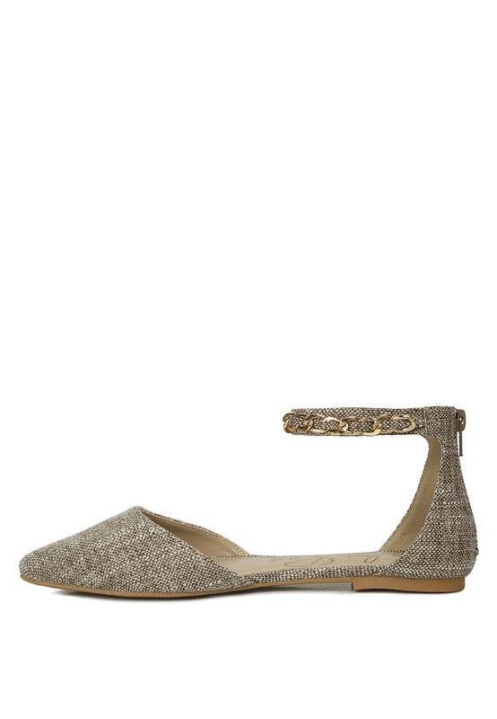 Buqisi Chain Embellished Flat Sandals
