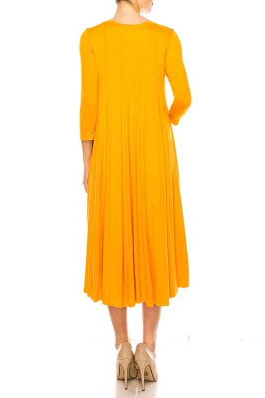 Solid jersey knit a-line dress