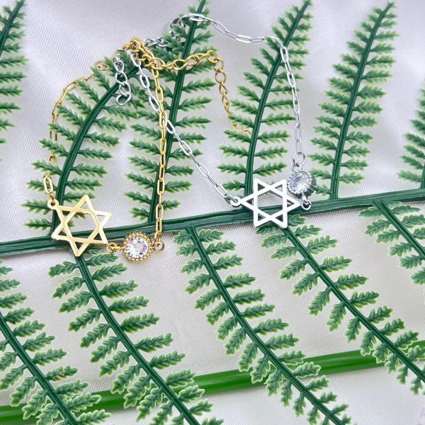 Star of David Bracelet with Crystal Accent