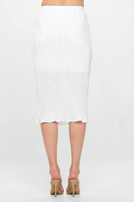 Made in USA Solid Plisse Midi Skirt