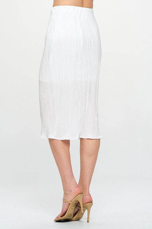 Made in USA Solid Plisse Midi Skirt