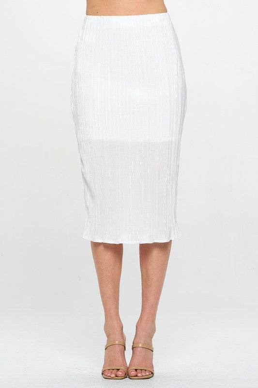 Made in USA Solid Plisse Midi Skirt