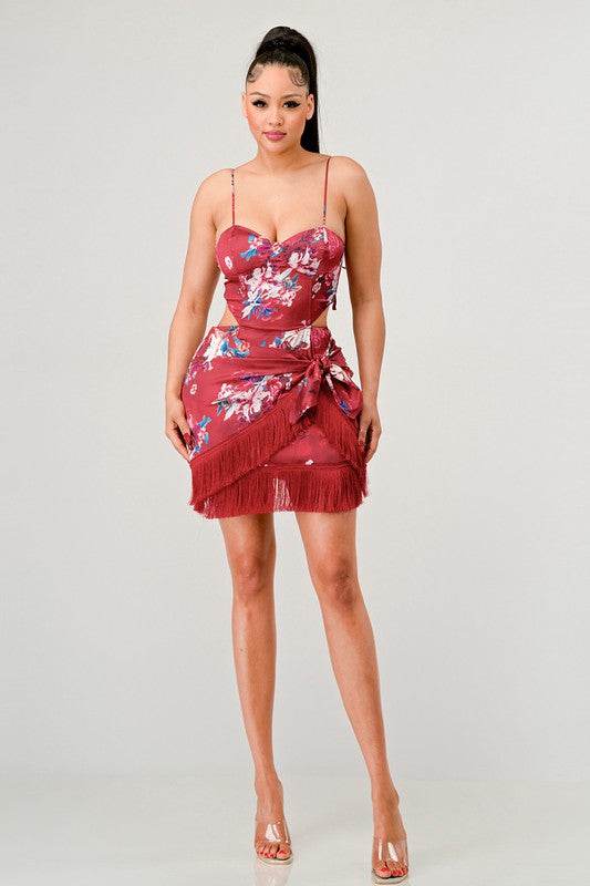 Athina Kimono floral print mini dress