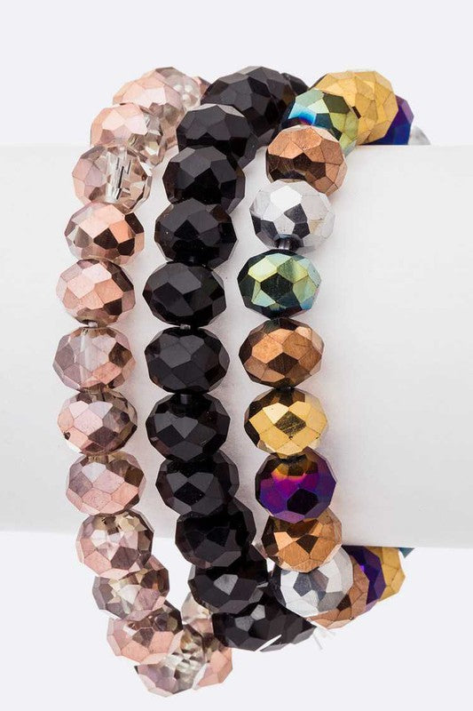Mix Color Crystal Stretch Bracelet Set