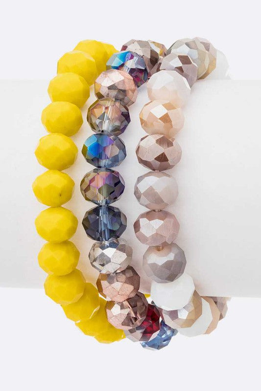 Mix Color Crystal Stretch Bracelet Set