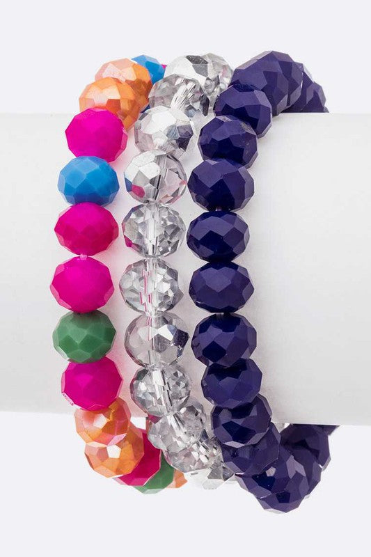 Mix Color Crystal Stretch Bracelet Set