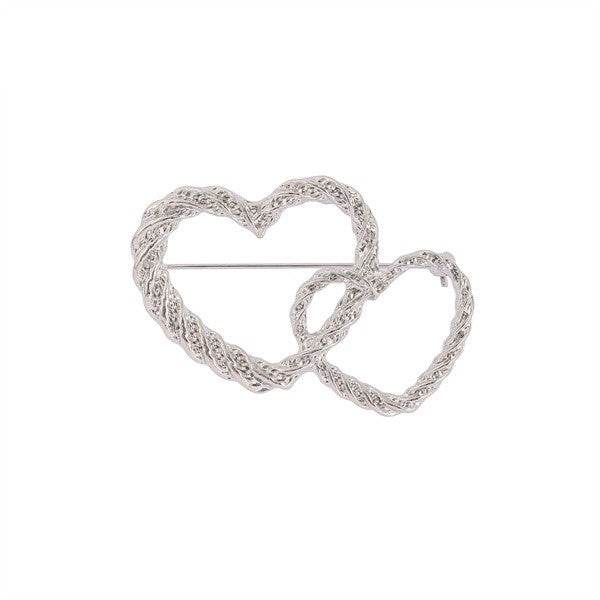 VINTAGE DOUBLE HEART BROOCH